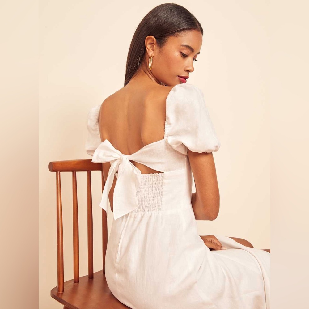 Reformation Denver Linen Dress - White (Size 4) - Picture 2 of 8